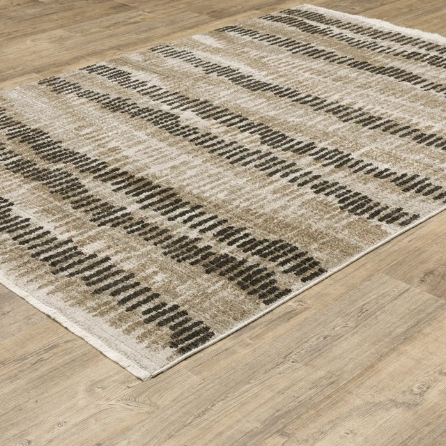 Oriental Weavers Bauer 8120D Beige/ Charcoal Rug - angle detail