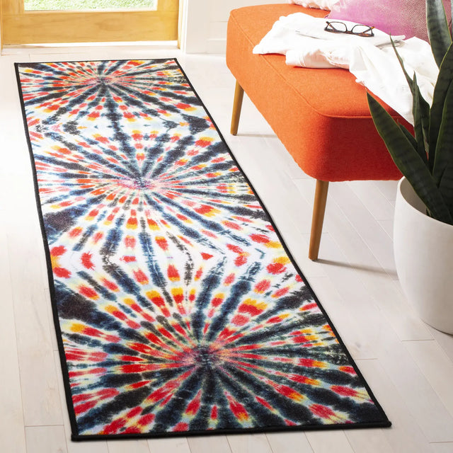 Safavieh Paint Brush 2'-2" x 8'-0" Rug in Black / Coral