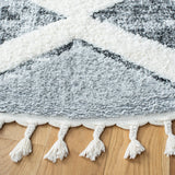 Safavieh Moroccan Tassel Shag 6'-7" x 6'-7" Rug in Grey / Ivory