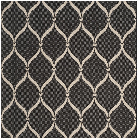 Safavieh Courtyard 6'-7" x 6'-7" Rug in Black / Beige
