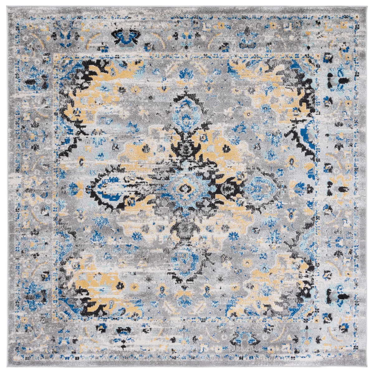 Safavieh Madison 6'-7" x 6'-7" Rug in Grey / Gold