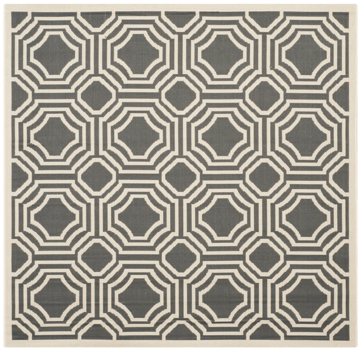 Safavieh Courtyard 5'-3" x 5'-3" Rug in Anthracite / Beige
