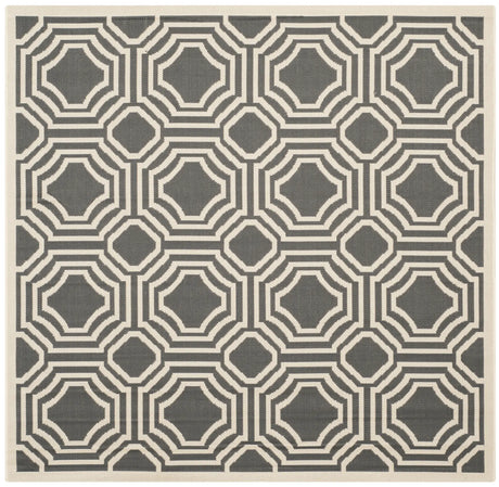 Safavieh Courtyard 5'-3" x 5'-3" Rug in Anthracite / Beige