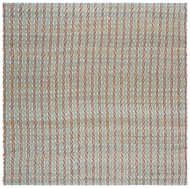 Safavieh Natural Fiber 6'-6" x 6'-6" Rug in Natural / Teal