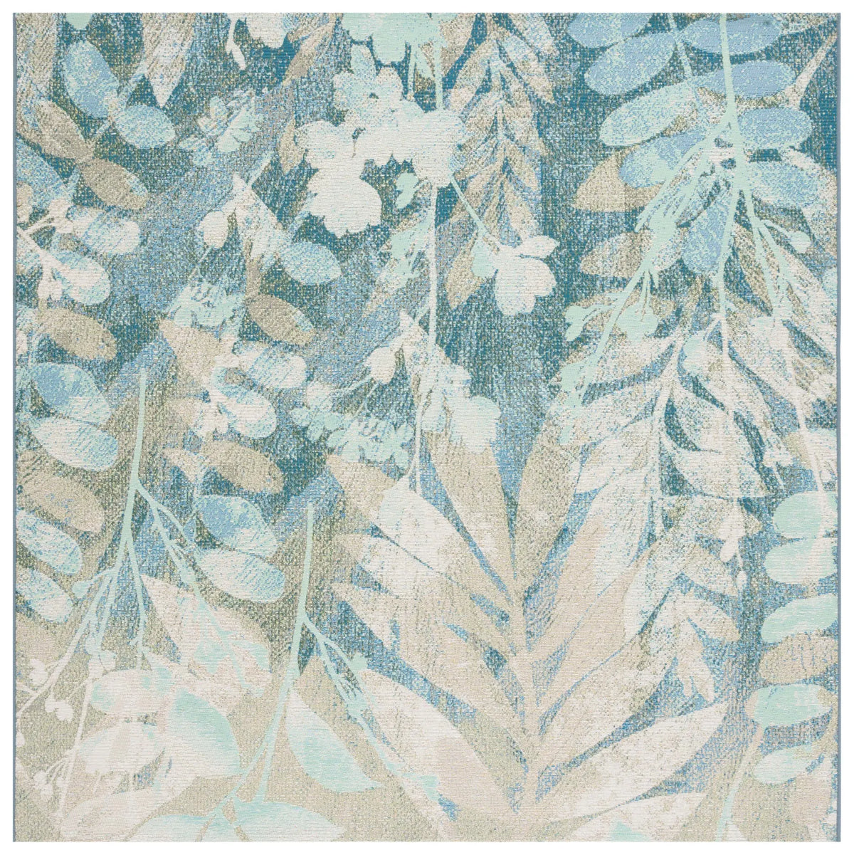 Safavieh Barbados 500 6'-6" x 6'-6" Rug in Blue Green / Ivory