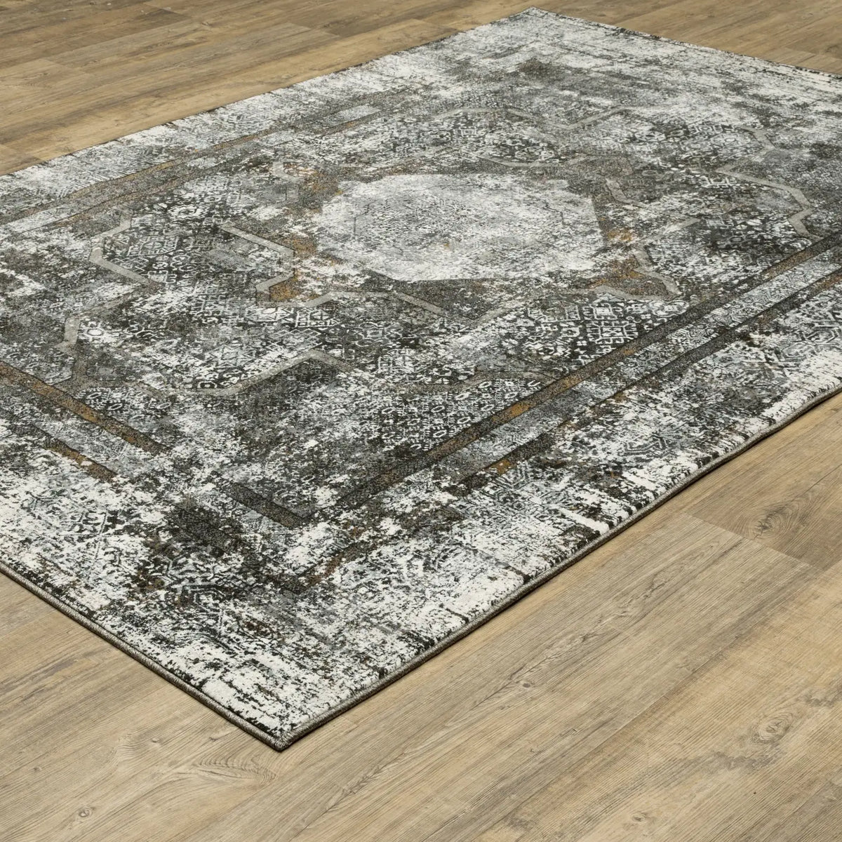 Oriental Weavers Gemini 090O2 Charcoal/ Grey Rug - angle detail