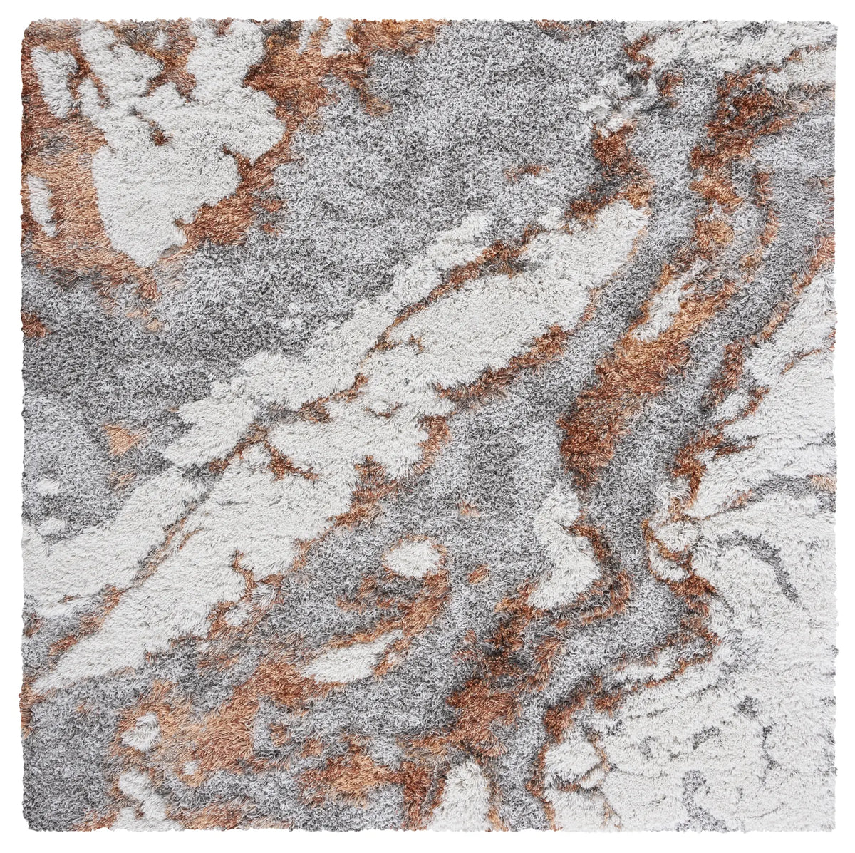Safavieh Horizon Shag 800 6'-7" x 6'-7" Rug in Grey / Rust