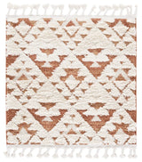 Safavieh Moroccan Tassel Shag 3'-0" x 3'-0" Rug in Ivory / Brick Rust