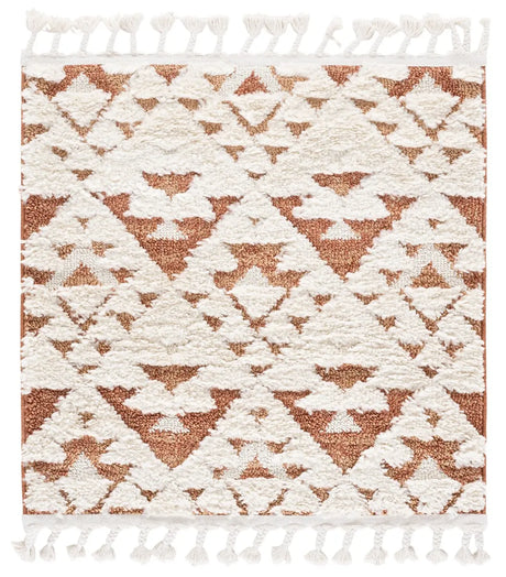 Safavieh Moroccan Tassel Shag 3'-0" x 3'-0" Rug in Ivory / Brick Rust