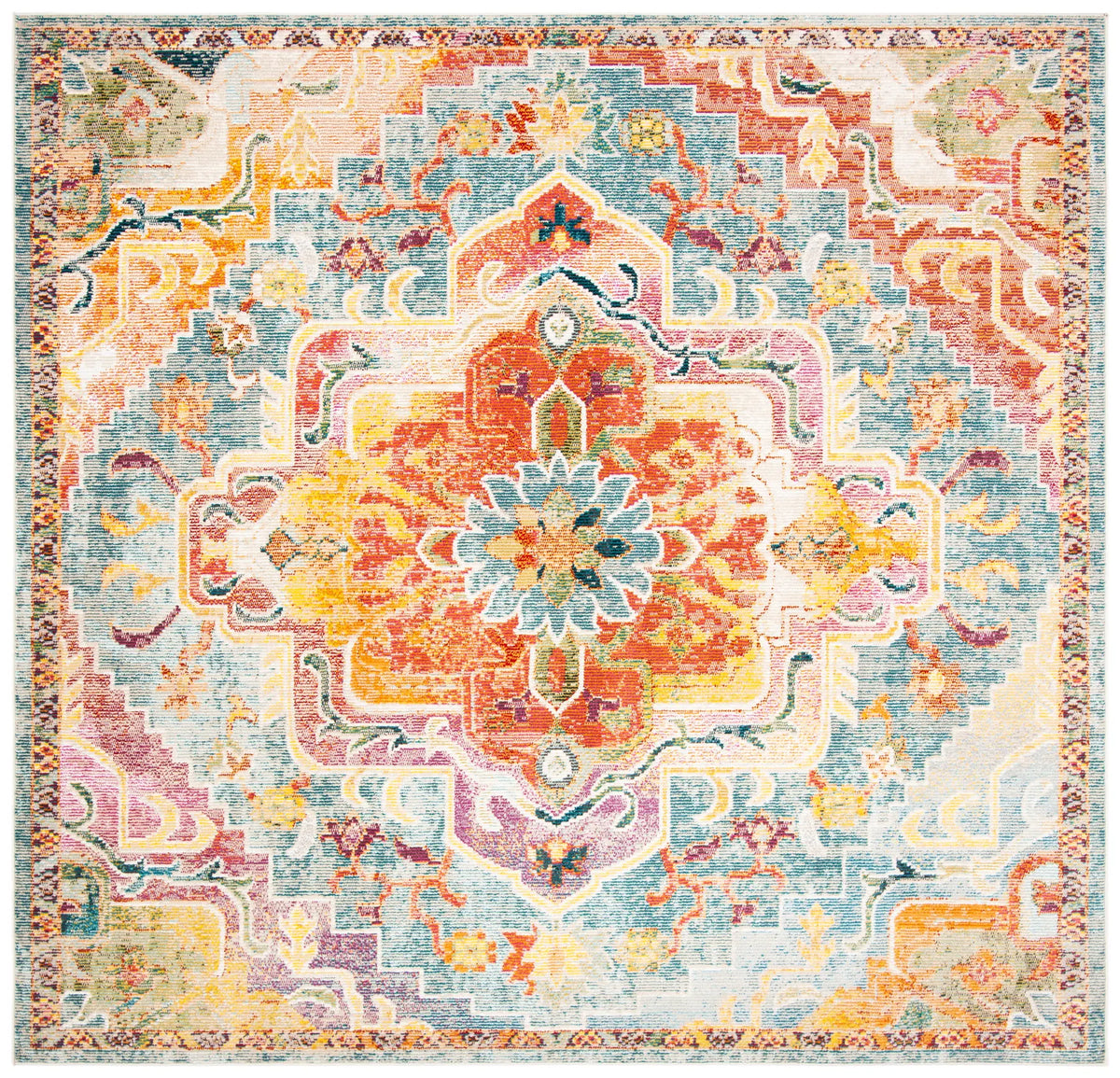 Safavieh Crystal 7'-0" x 7'-0" Rug in Orange / Teal