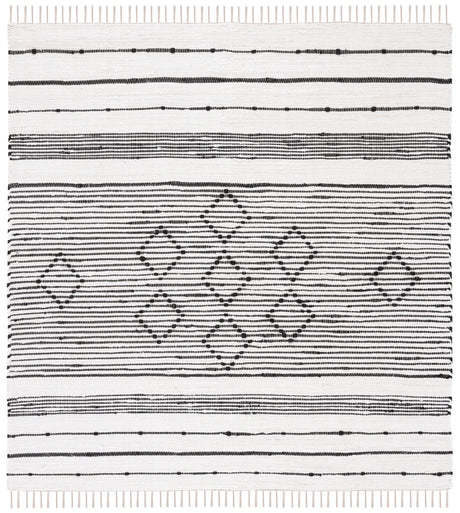 Safavieh Striped Kilim 6'-0" x 6'-0" Rug in Ivory / Black