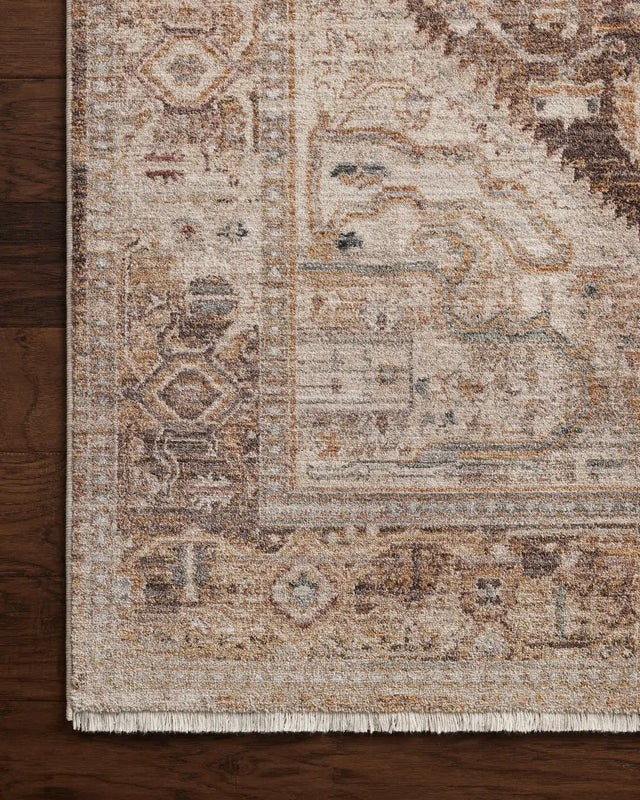 Loloi Lyra Lyr-07 Natural/Mocha Rug - corner on wood