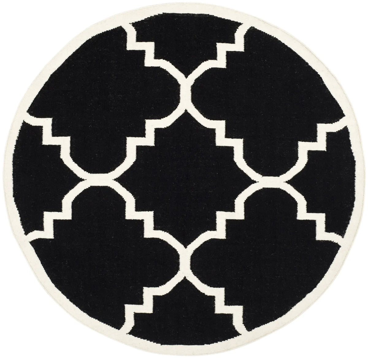 Safavieh Dhurries 6'-0" x 6'-0" Rug in Black / Ivory