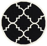 Safavieh Dhurries 6'-0" x 6'-0" Rug in Black / Ivory