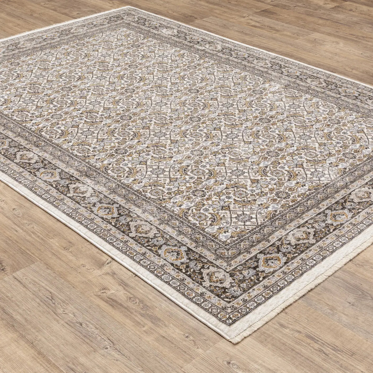 Oriental Weavers Maharaja 2061N Ivory/ Charcoal Rug - angle detail