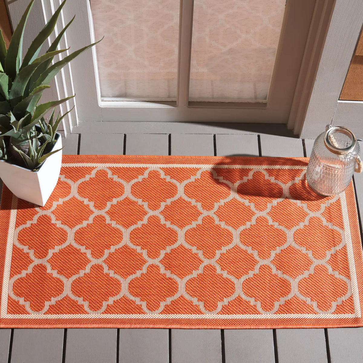 Safavieh Courtyard 2'-0" x 3'-7" Rug in Terracotta / Bone