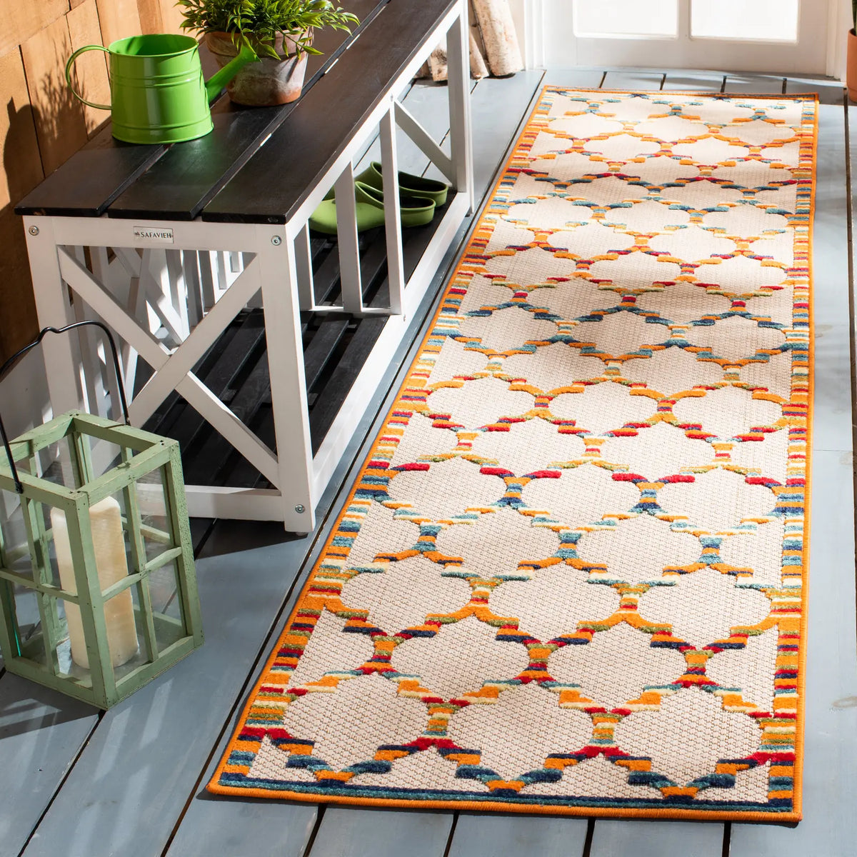 Safavieh Cabana 2'-2" x 9'-0" Rug in Ivory / Orange