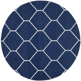 Safavieh Dhurries 6'-0" x 6'-0" Rug in Navy / Ivory