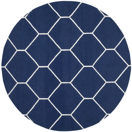 Safavieh Dhurries 6'-0" x 6'-0" Rug in Navy / Ivory