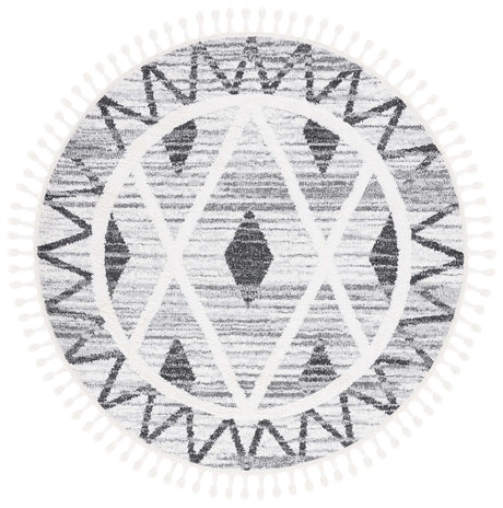 Safavieh Moroccan Tassel Shag 6'-7" x 6'-7" Rug in Grey / Ivory