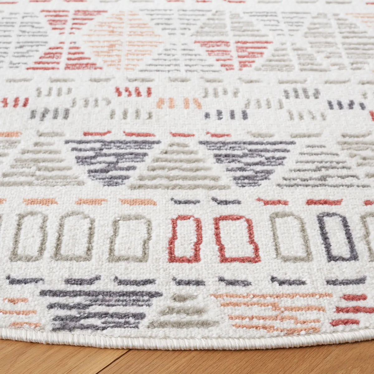 Safavieh Pyramid 6'-7" x 6'-7" Rug in Ivory Grey / Rust