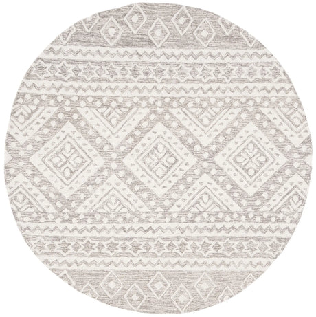 Safavieh Micro-Loop 5'-0" x 5'-0" Rug in Dark Grey / Ivory