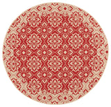 Safavieh Courtyard 5'-3" x 5'-3" Rug in Red / Creme