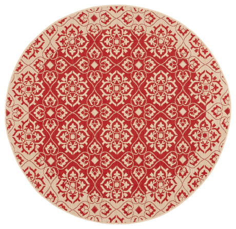 Safavieh Courtyard 5'-3" x 5'-3" Rug in Red / Creme