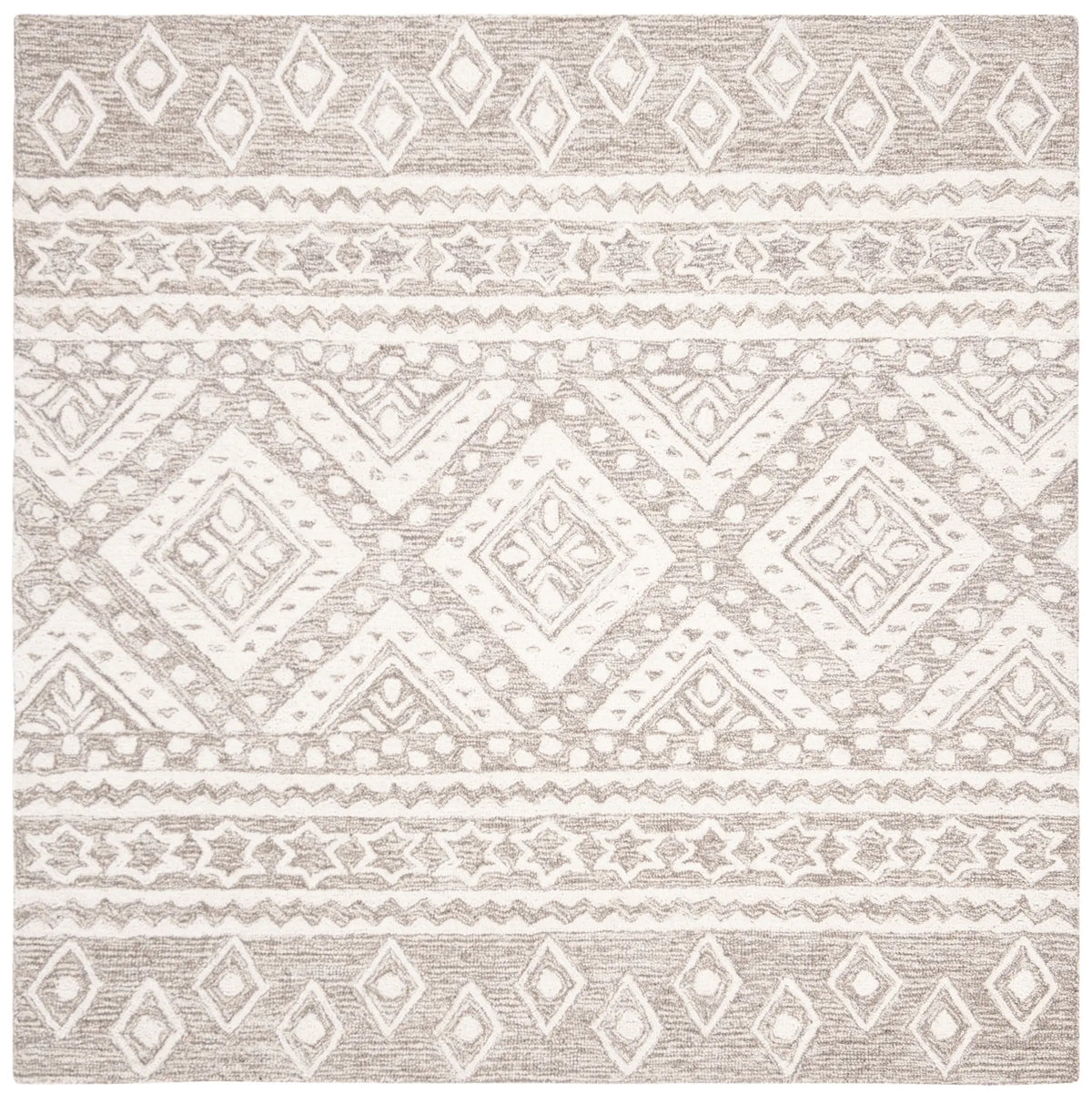 Safavieh Micro-Loop 5'-0" x 5'-0" Rug in Dark Grey / Ivory