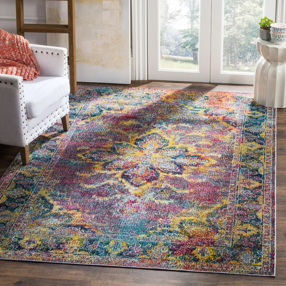 Safavieh Crystal 4'-0" x 6'-0" Rug in Navy / Light Blue