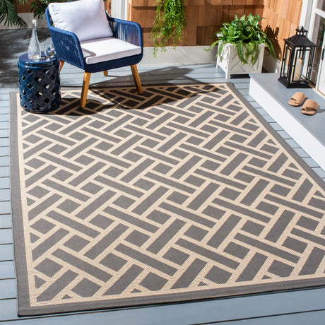 Safavieh Courtyard 6'-7" x 9'-6" Rug in Anthracite / Light Beige