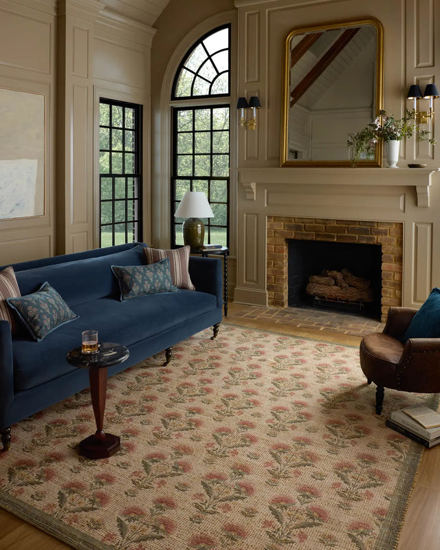 Chris Loves Julia x Loloi Rue RUE-01 Sage / Blush Rug - room scene 3