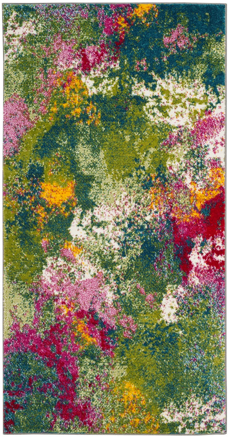 Safavieh Watercolor 2'-7" x 5'-0" Rug in Green / Fuchsia