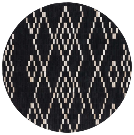 Safavieh Studio Leather 6'-0" x 6'-0" Rug in Black / Beige
