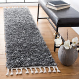 Safavieh Pro Lux Shag 400 2'-0" x 8'-0" Rug in Dark Grey / Ivory