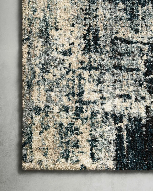 Loloi Augustus Ags-01 Navy/Dove Rugs - corner on wood