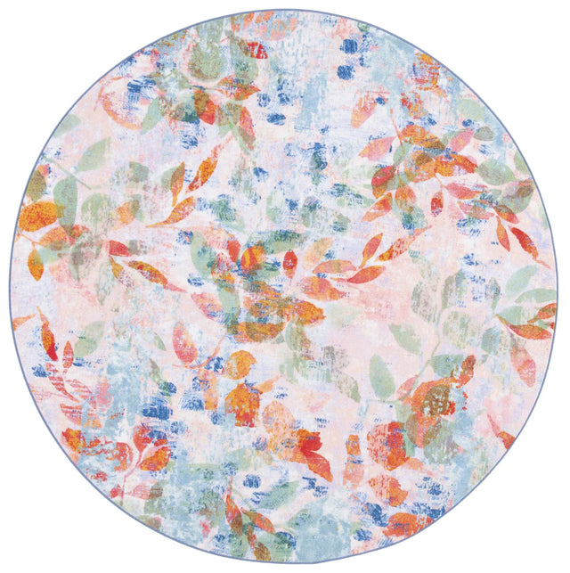 Safavieh Paint Brush 6'-7" x 6'-7" Rug in Blush Pink / Green