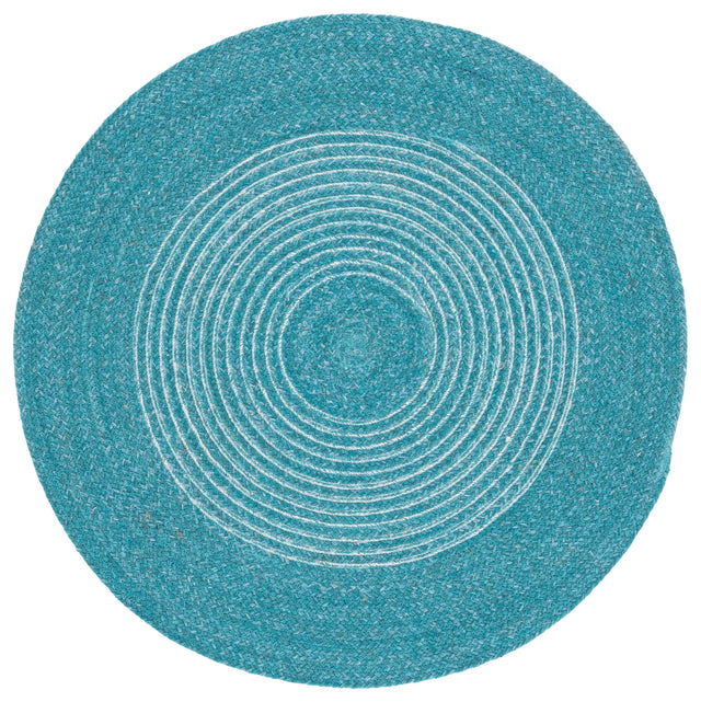 Safavieh Braided 3'-0" x 3'-0" Rug in Turquoise / Ivory