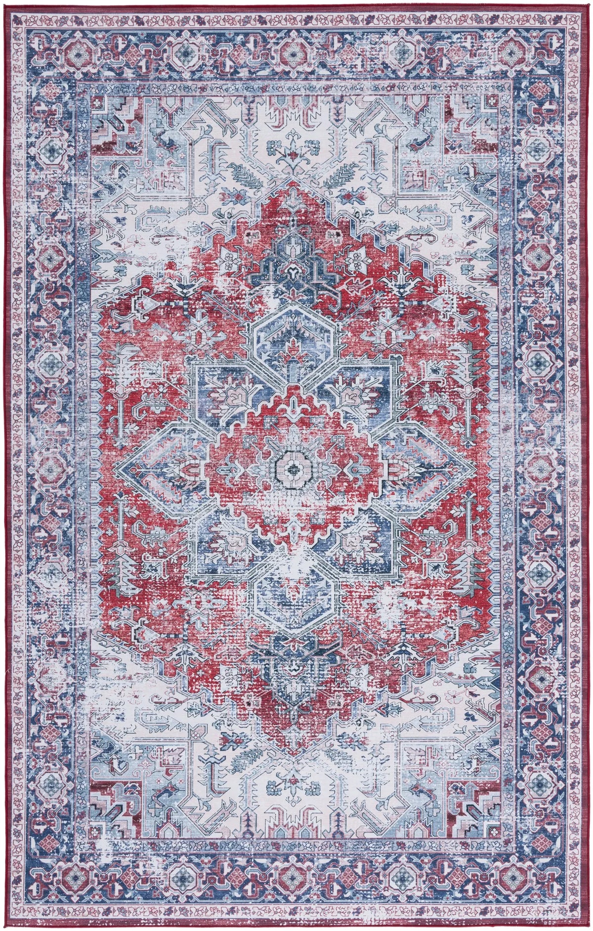 Safavieh Tucson 5'-0" x 8'-0" Rug in Red / Navy