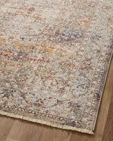 Loloi Sorrento Sor-04 Natural/Multi Rug - angled corner on wood