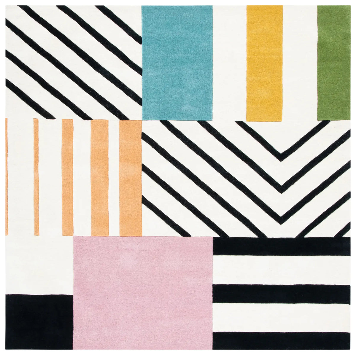 Safavieh Fifth Avenue 7'-0" x 7'-0" Rug in Ivory / Black