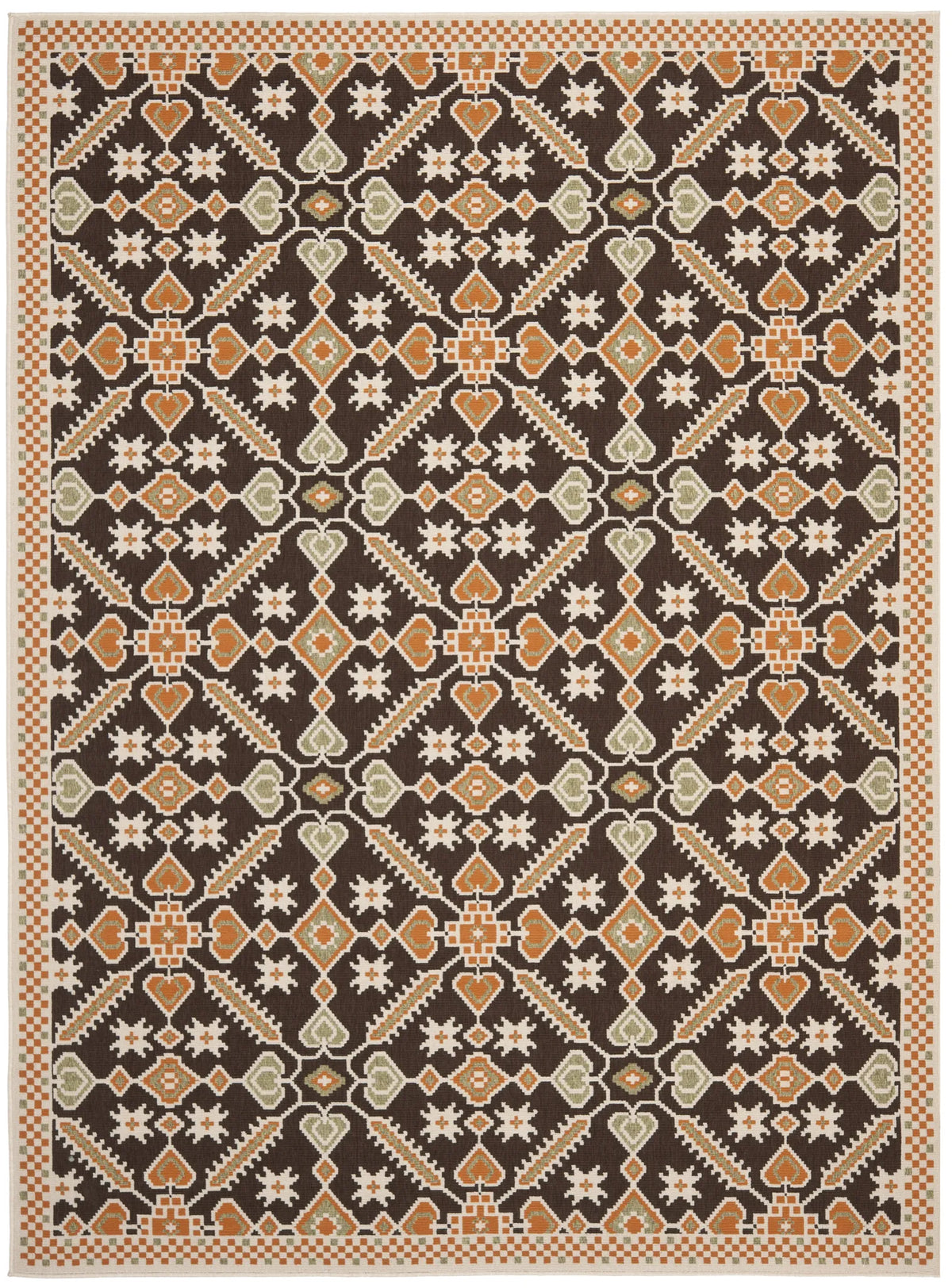 Safavieh Veranda 6'-7" x 9'-6" Rug in Chocolate / Terracotta