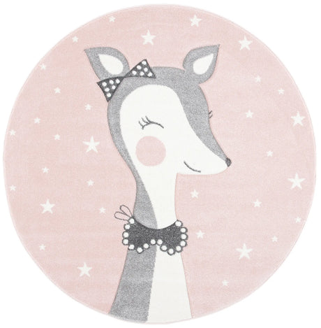 Safavieh Carousel Kids 100 5'-3" x 5'-3" Rug in Pink / Ivory