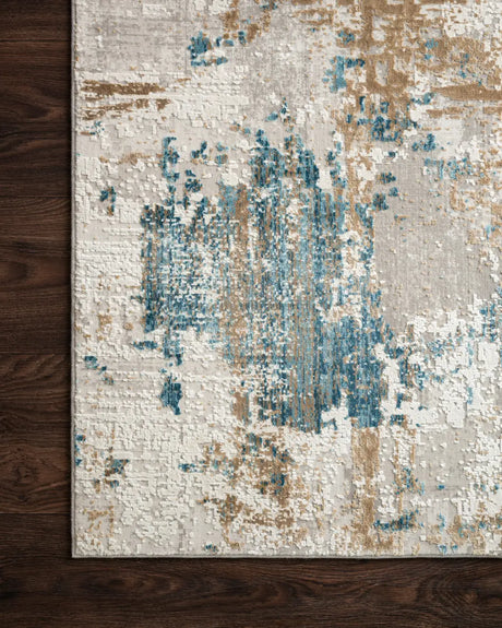 Loloi Sienne Sie-04 Ivory / Gold Rugs - corner on wood