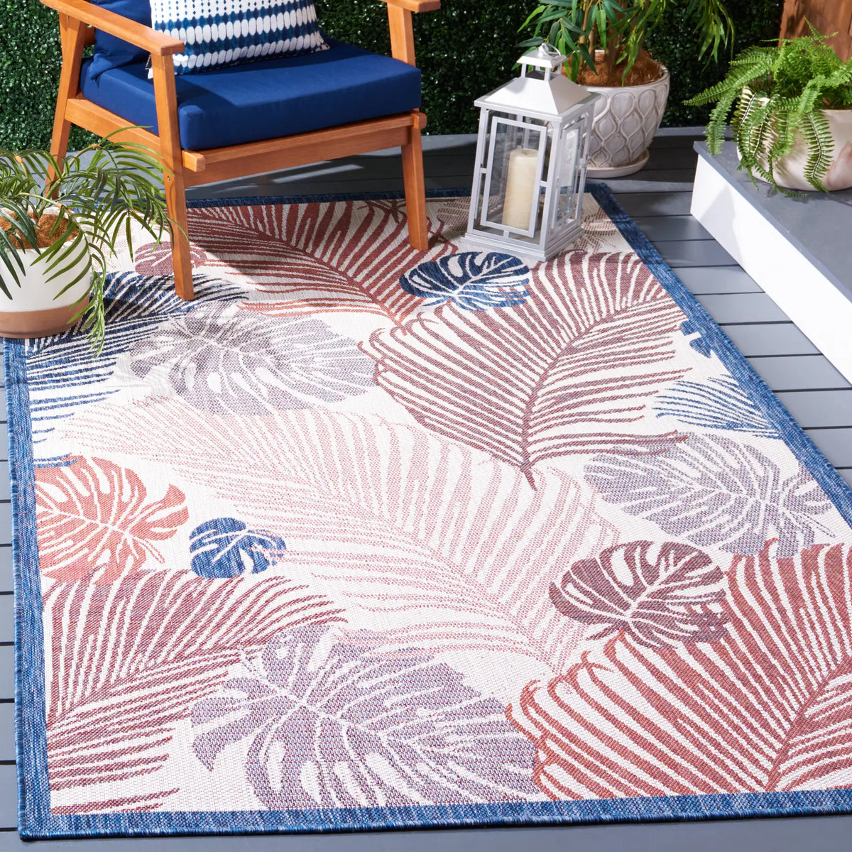 Safavieh Courtyard 4'-0" x 5'-7" Rug in Beige / Rust