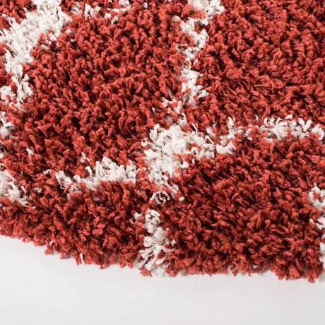 Safavieh Pro Lux Shag 400 6'-7" x 6'-7" Rug in Rust / Creme