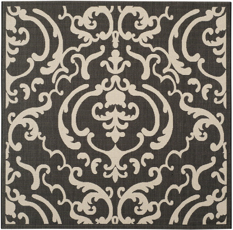 Safavieh Courtyard 6'-7" x 6'-7" Rug in Black / Sand