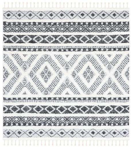 Safavieh Moroccan Tassel Shag 6'-7" x 6'-7" Rug in Grey / Ivory