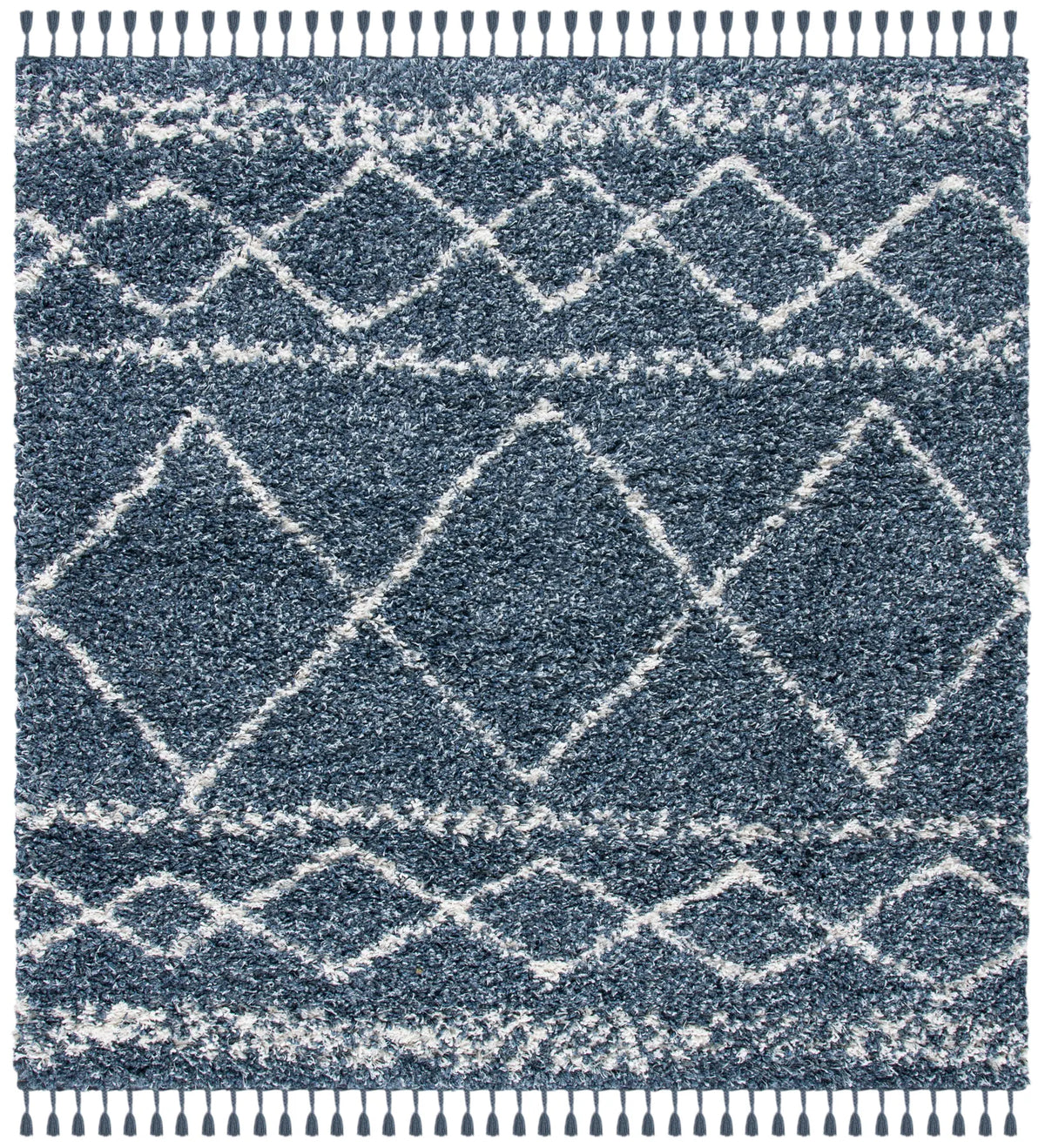 Safavieh Pro Lux Shag 400 6'-7" x 6'-7" Rug in Blue / Ivory