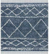 Safavieh Pro Lux Shag 400 6'-7" x 6'-7" Rug in Blue / Ivory
